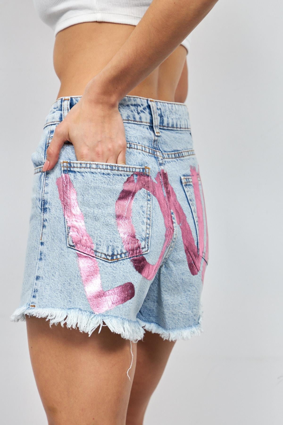 Love Shine Koleksiyonu Denim Şort LİGHT BLUE