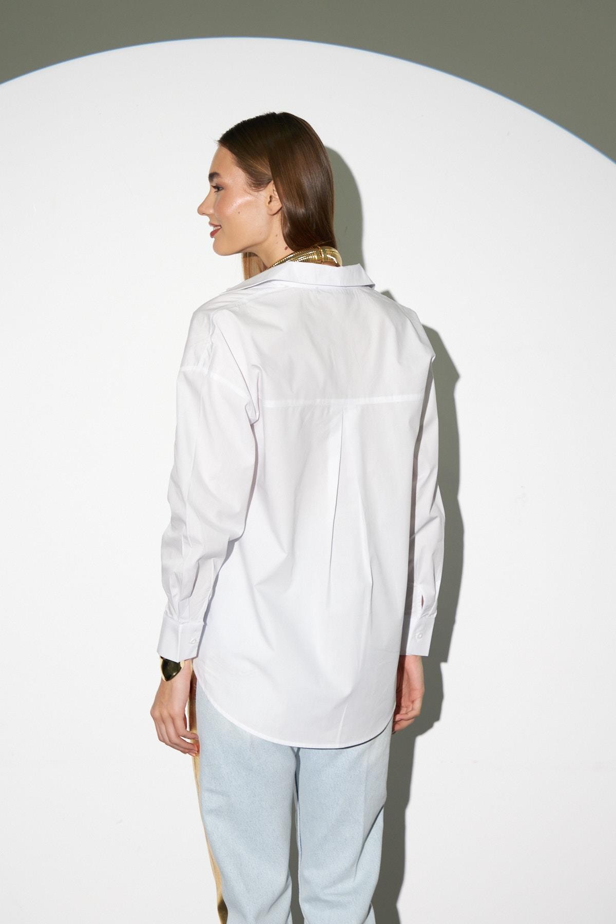 Love Shine Koleksiyonu Geniş Kesim Poplin Gömlek Gold