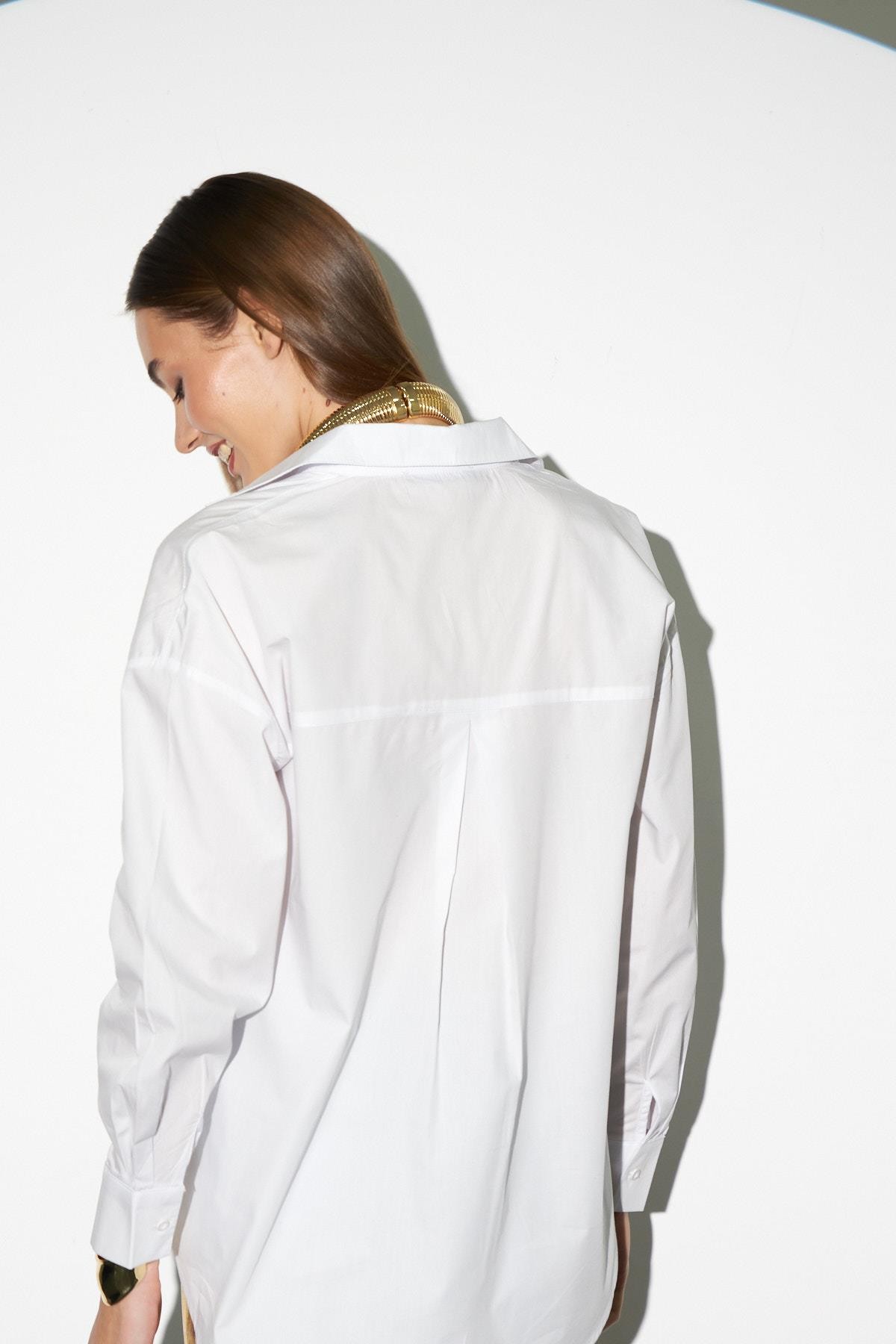 Love Shine Koleksiyonu Geniş Kesim Poplin Gömlek Gold