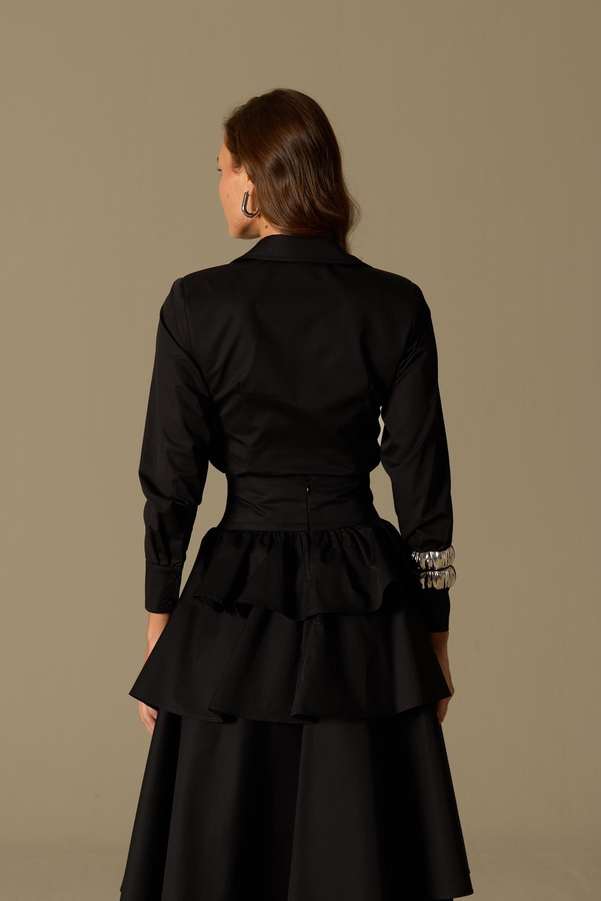 Luna Line 100% Cotton Stitched Shirt Black