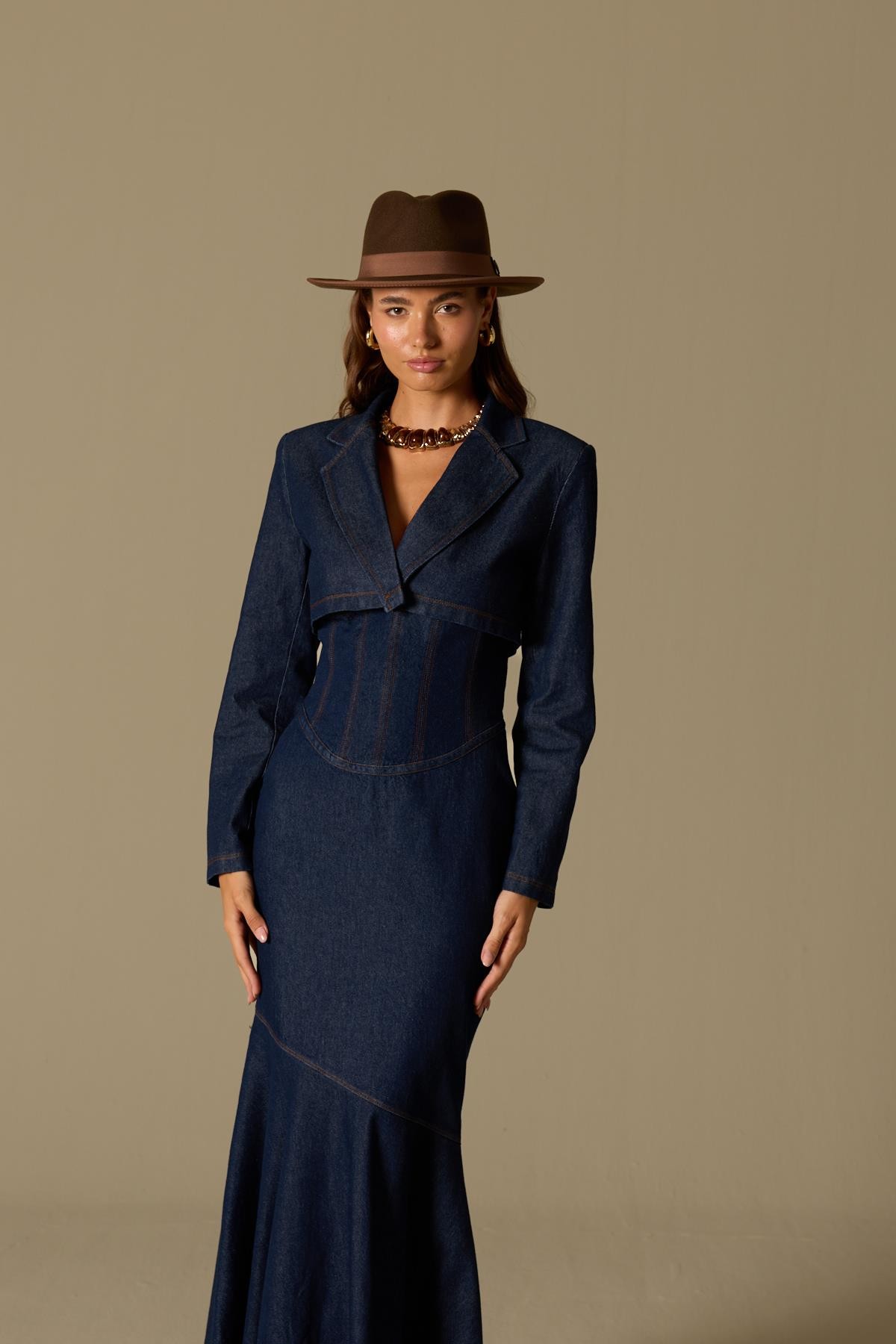 Midnight Range Cropped Denim Jacket Blue Denim