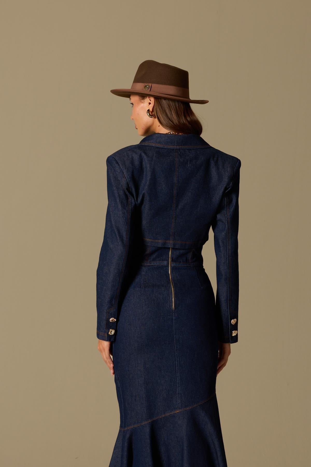 Midnight Range Cropped Denim Jacket Blue Denim