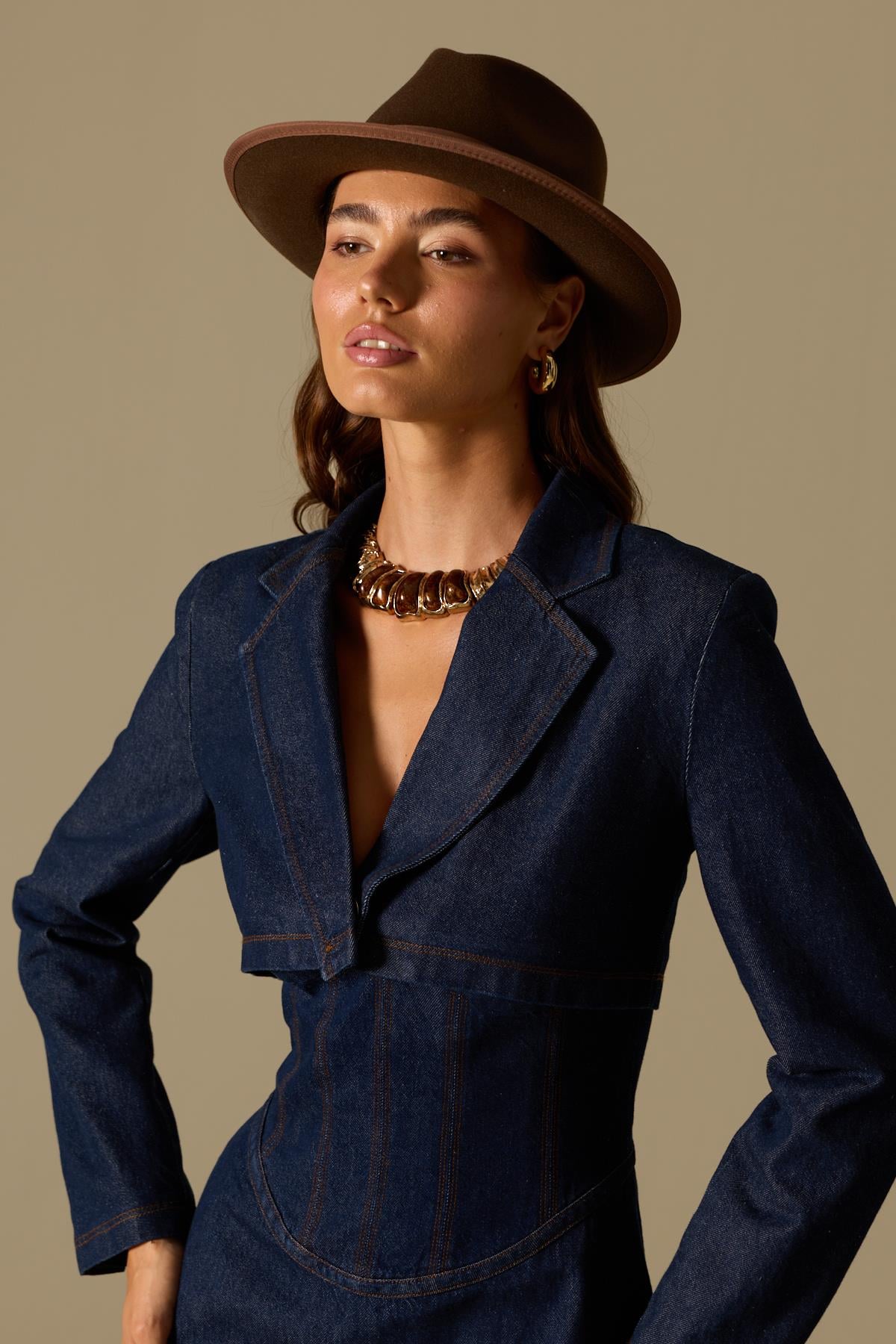 Midnight Range Cropped Denim Jacket Blue Denim