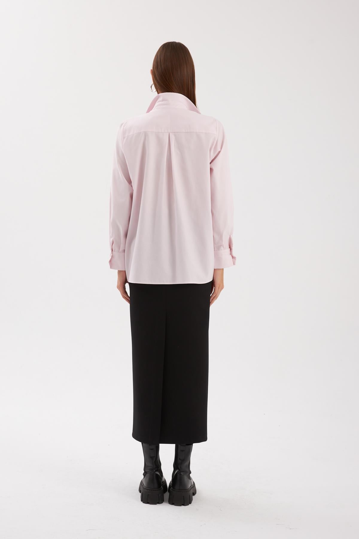 Nok Basic Serisi %100 Cotton Oversize Gömlek Pembe