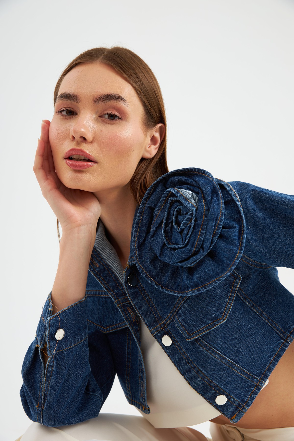 Nok Classic Signature Bloom Denim Ceket Koyu Mavi