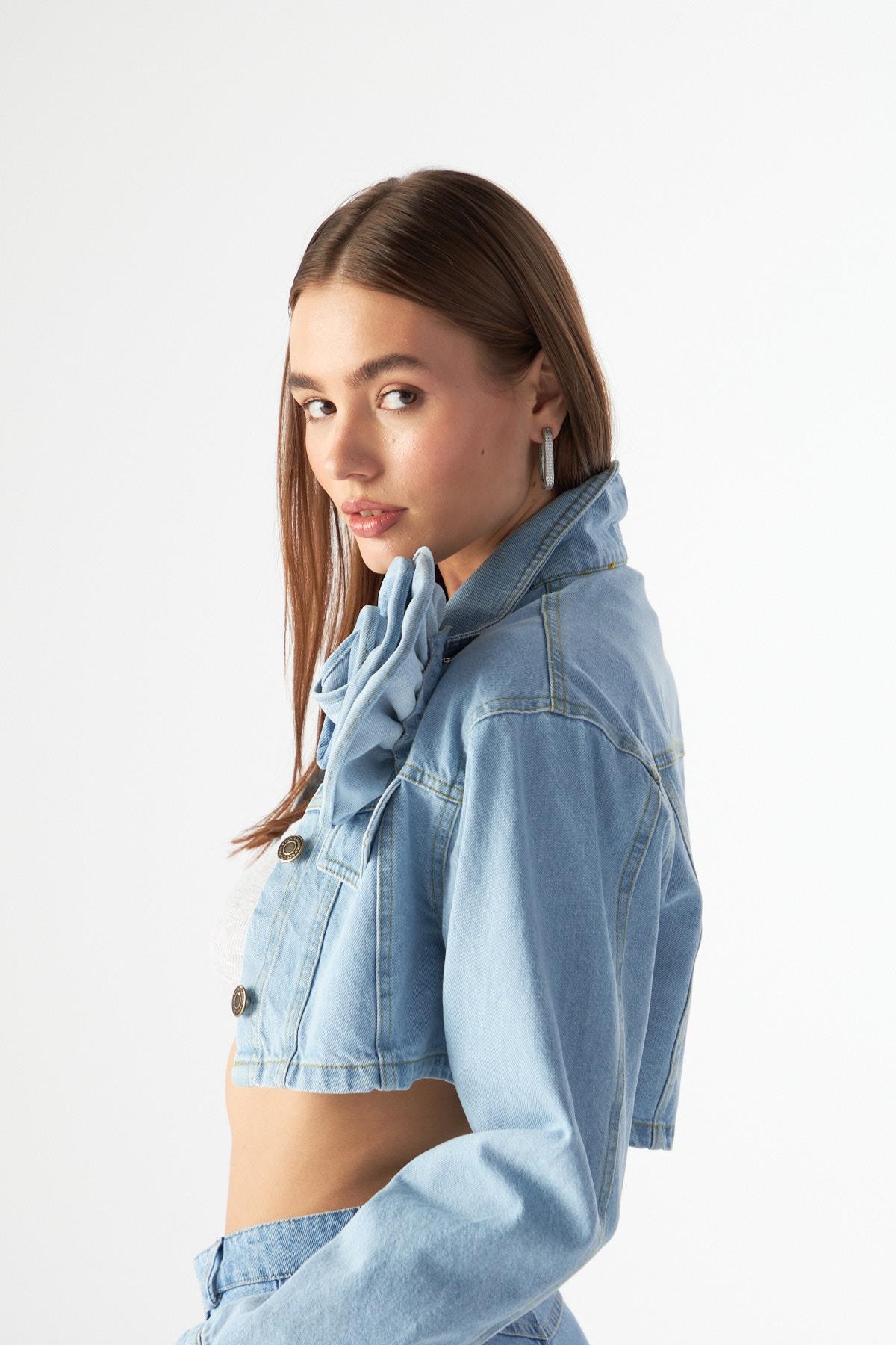 Nok Classic Signature Bloom Denim Ceket Açık Mavi