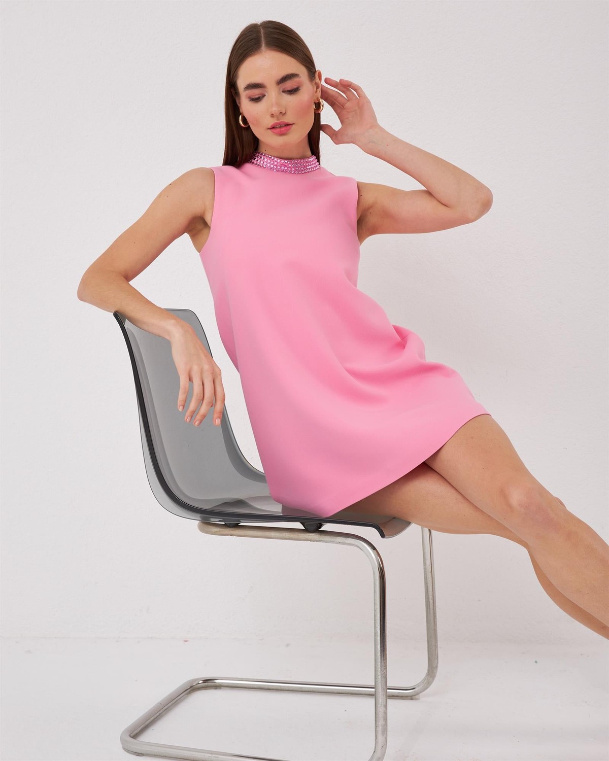 Nok Diamond Serisi Kokteyl Elbise Pembe