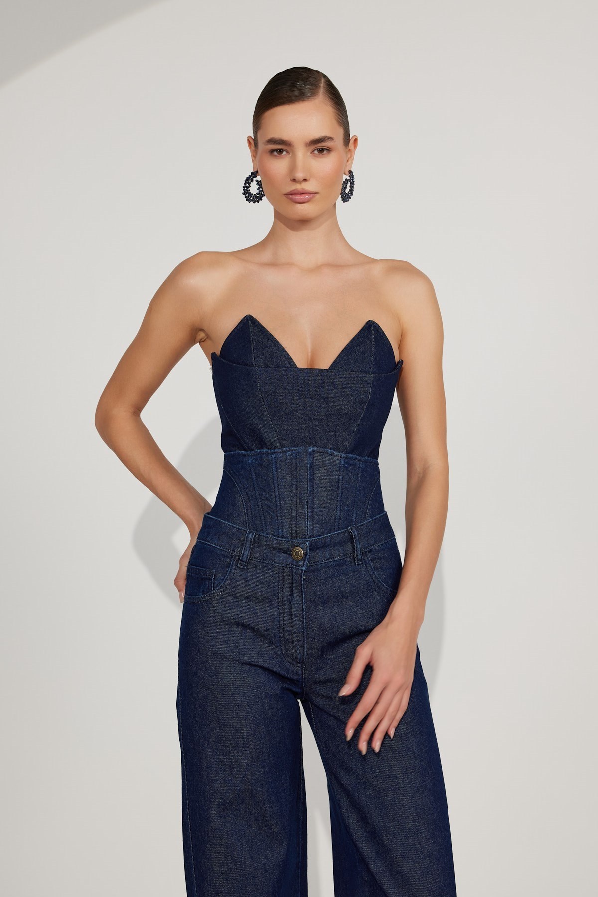 NOK ICON Corset Denim Bustier Dark Blue