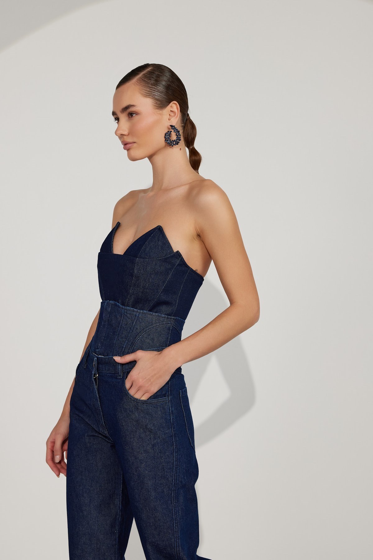 NOK ICON Corset Denim Bustier Dark Blue