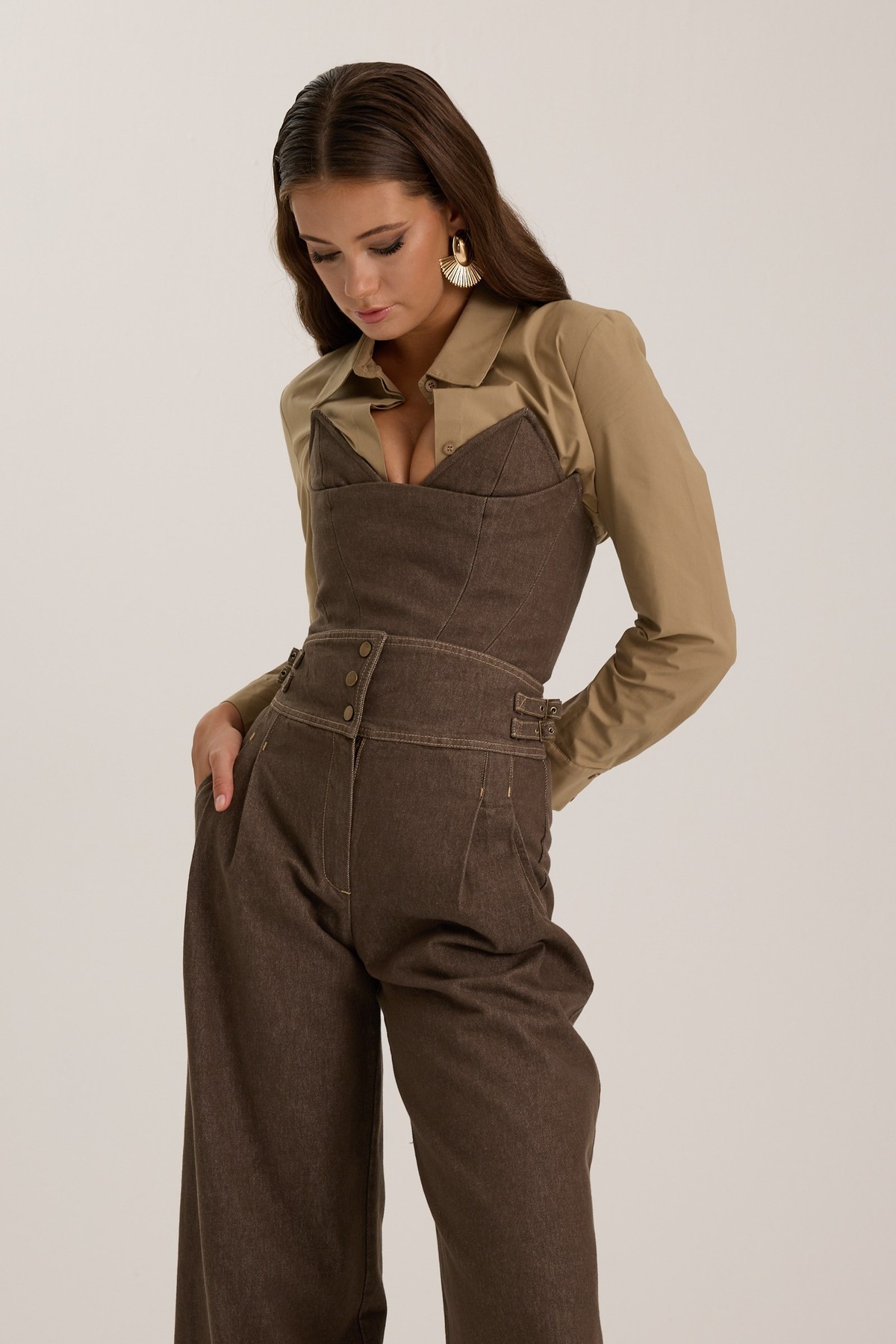 NOK ICON Corset Denim Bustier DARK GREEN