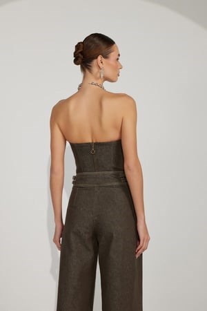 NOK ICON Corset Denim Bustier DARK GREEN