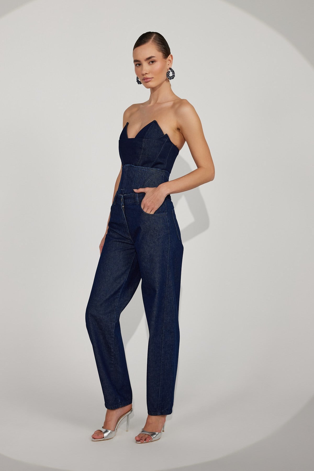 Nok Icon Corset Denim Jeans Dark Blue