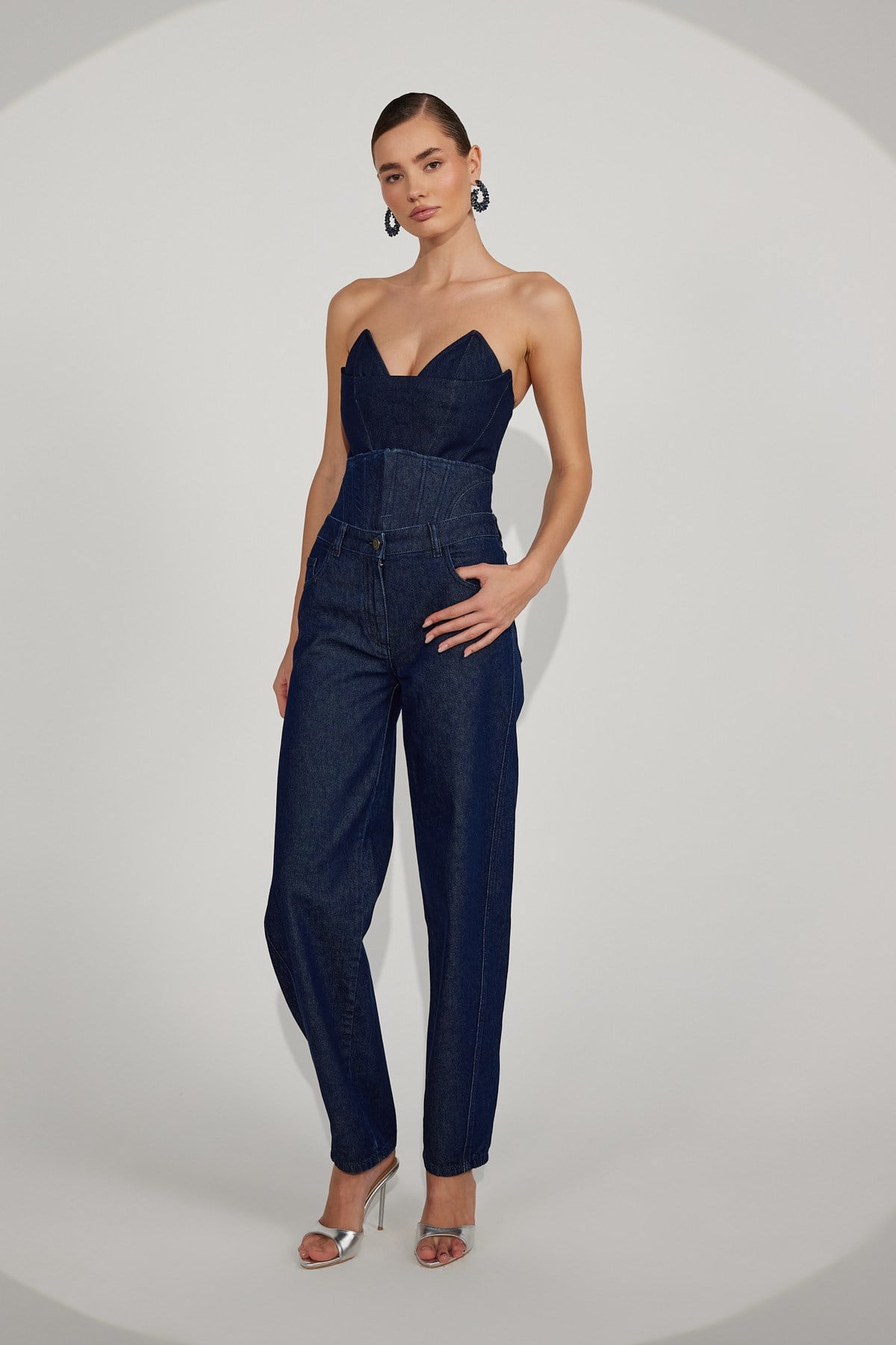 Nok Icon Corset Denim Jeans Dark Blue