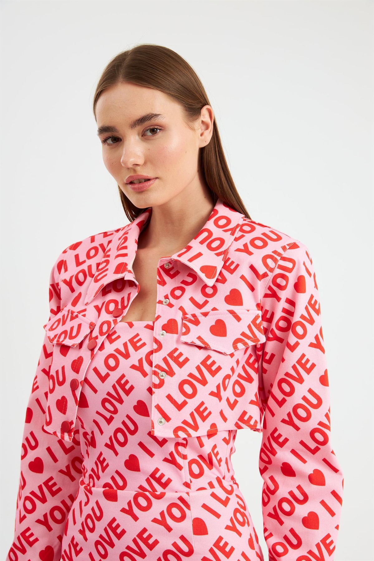 Nok Love Serisi Crop Ceket PİNK LOVE