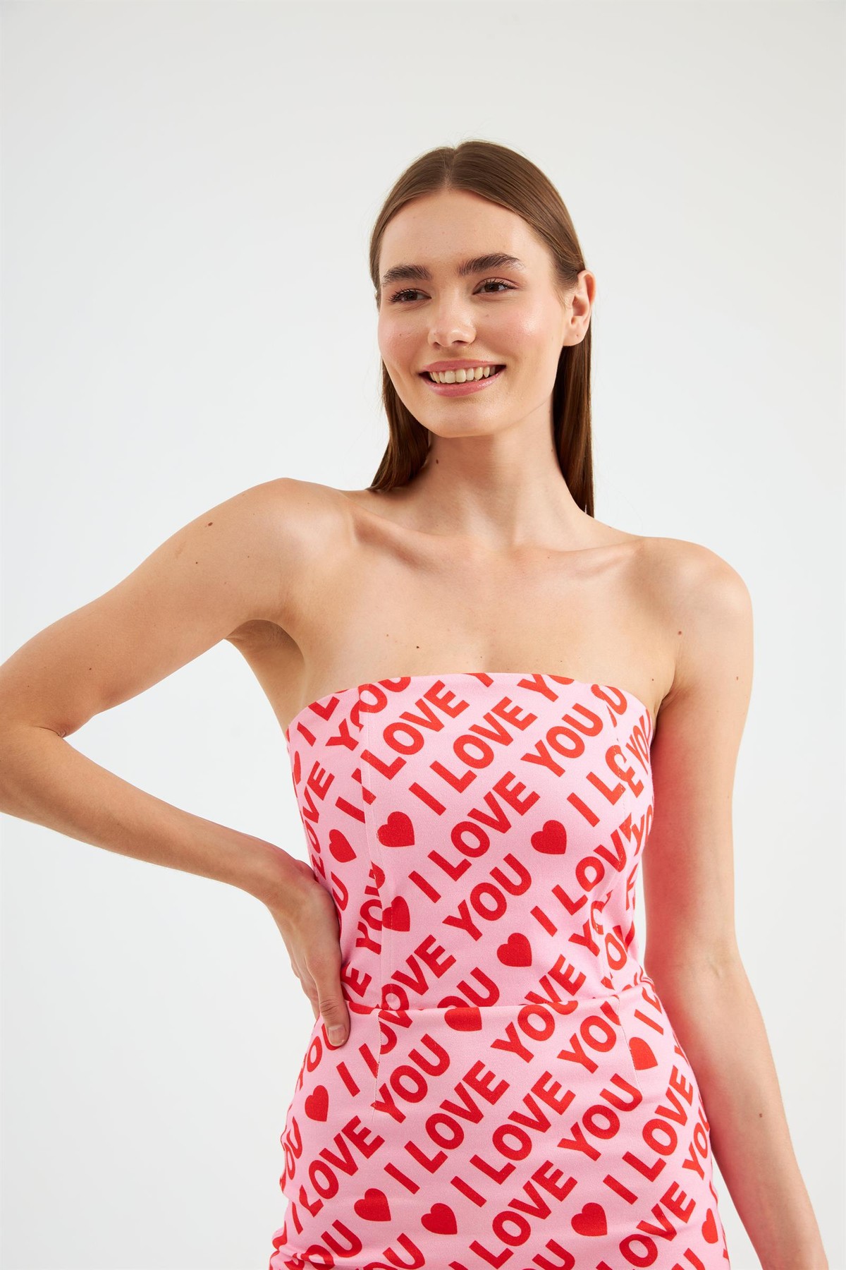 Nok Love Serisi Mini Elbise PİNK LOVE