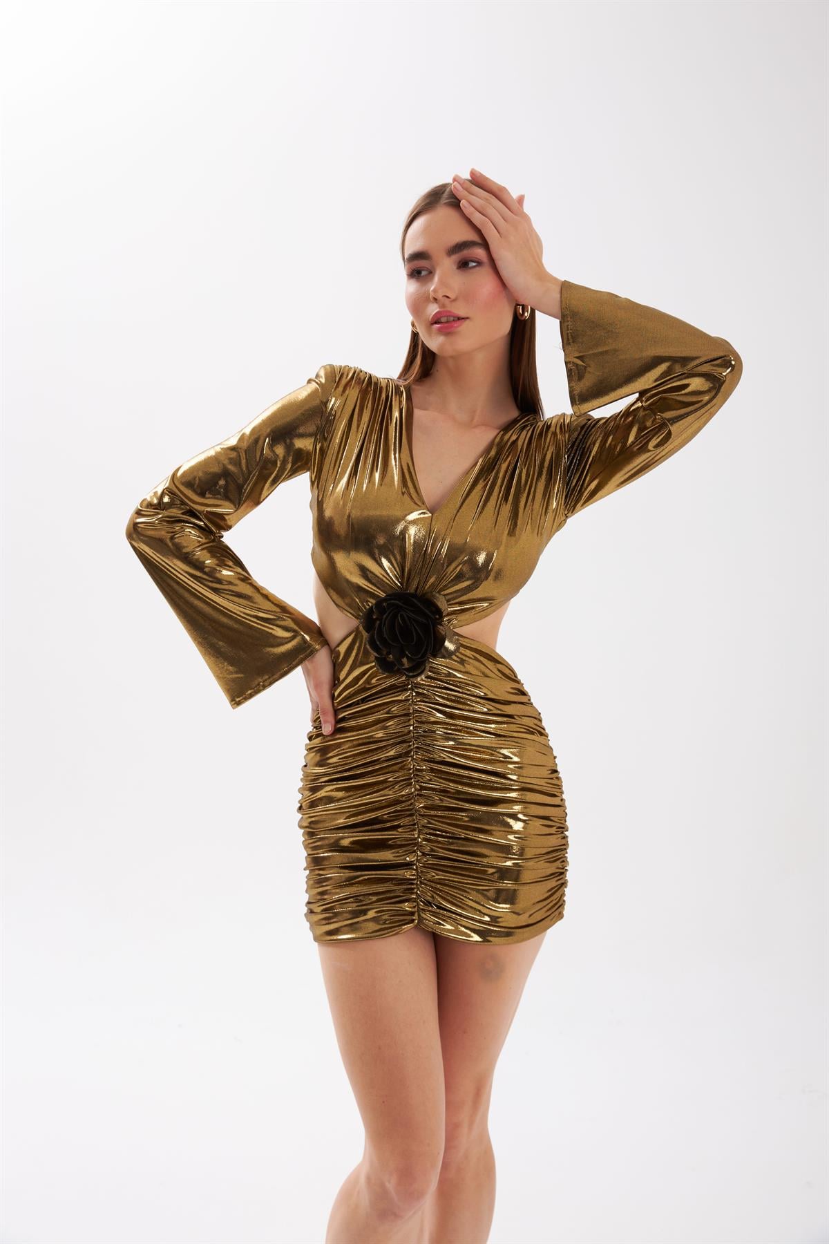Nok Shinny Serisi Flower Elbise Gold