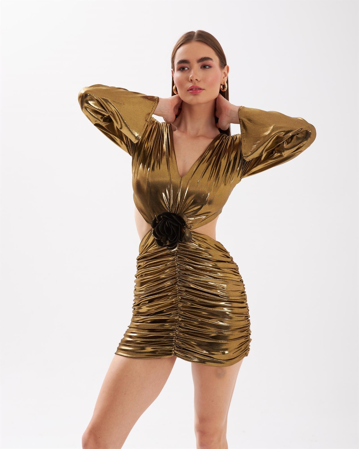 Nok Shinny Serisi Flower Elbise Gold