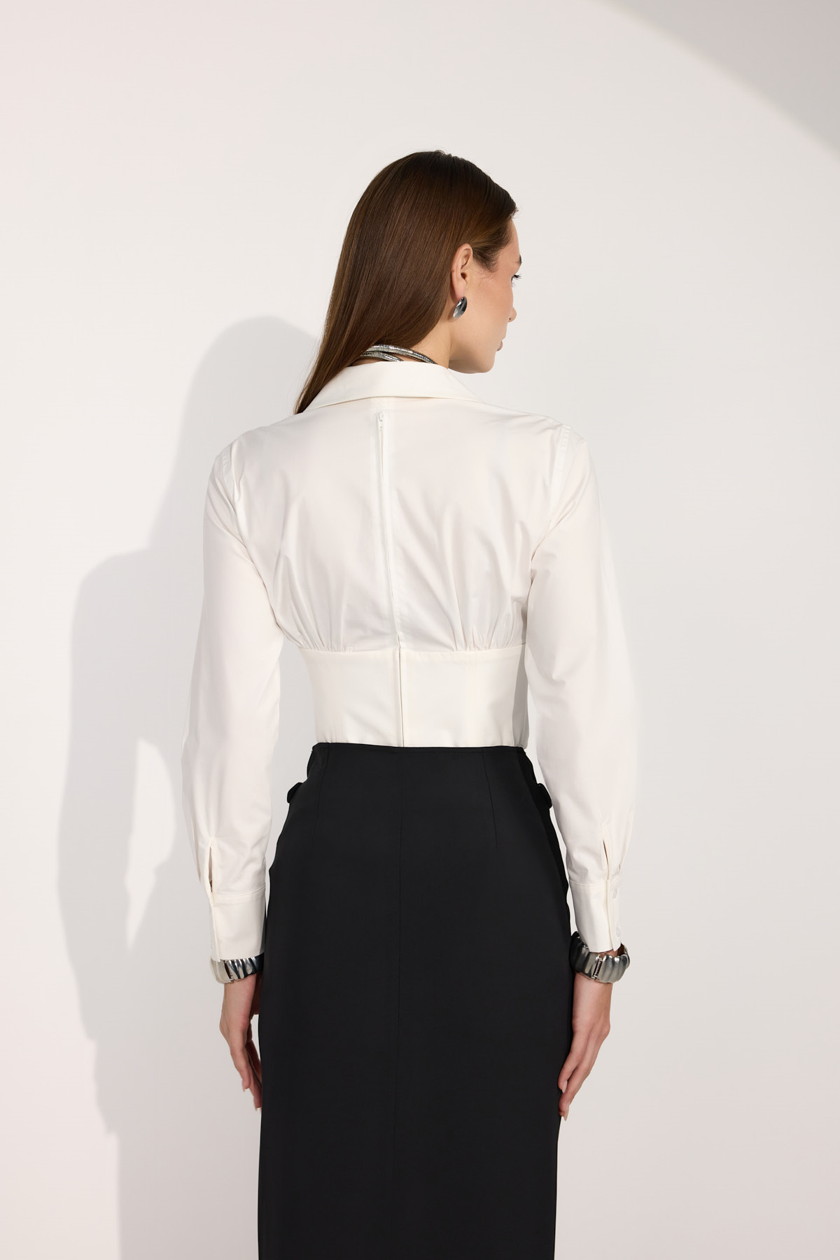 Nok Signature Alexandra Waist Corset Shirt White