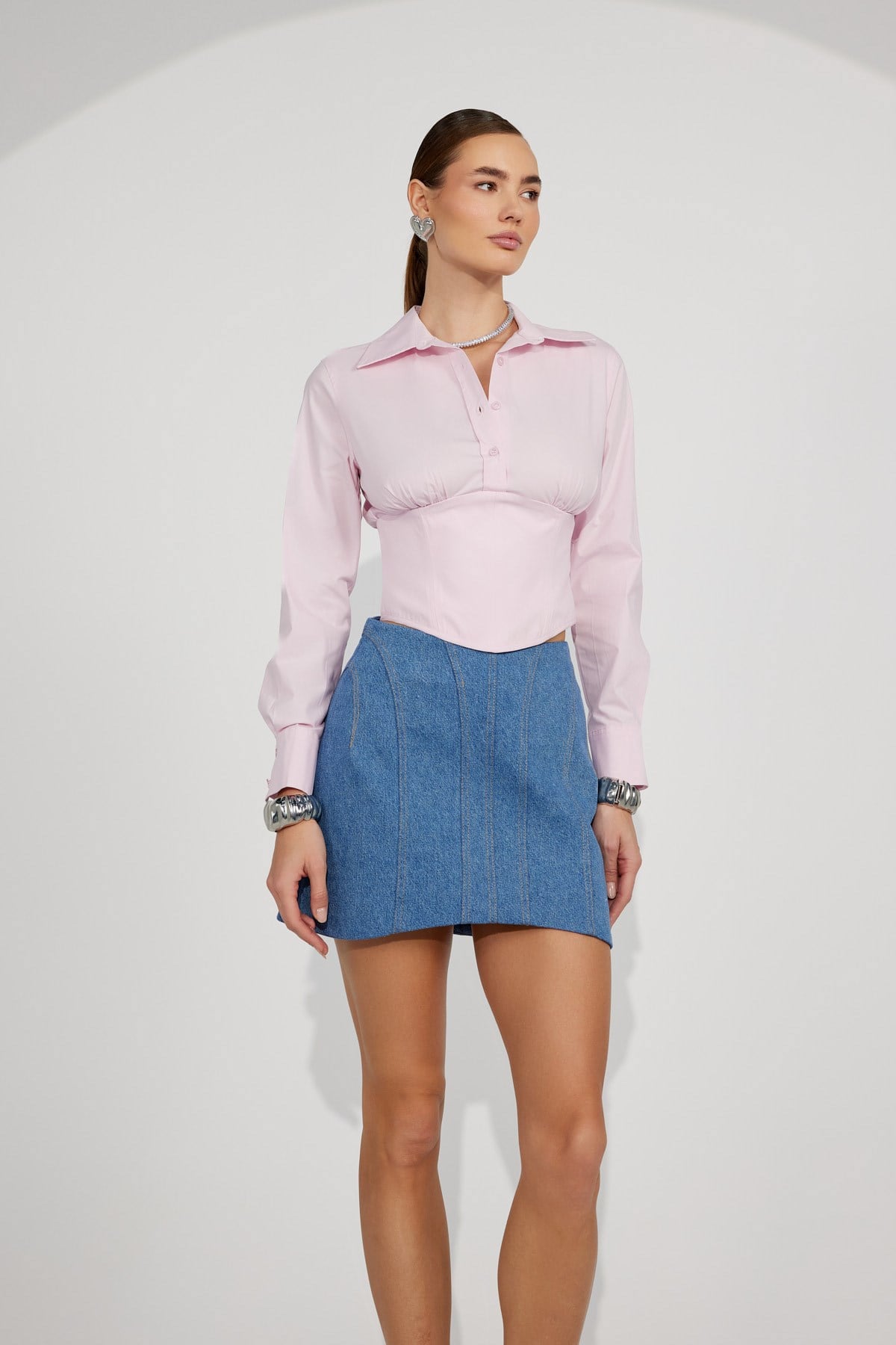 Nok Signature Alexandra Waist Corset Shirt Pink