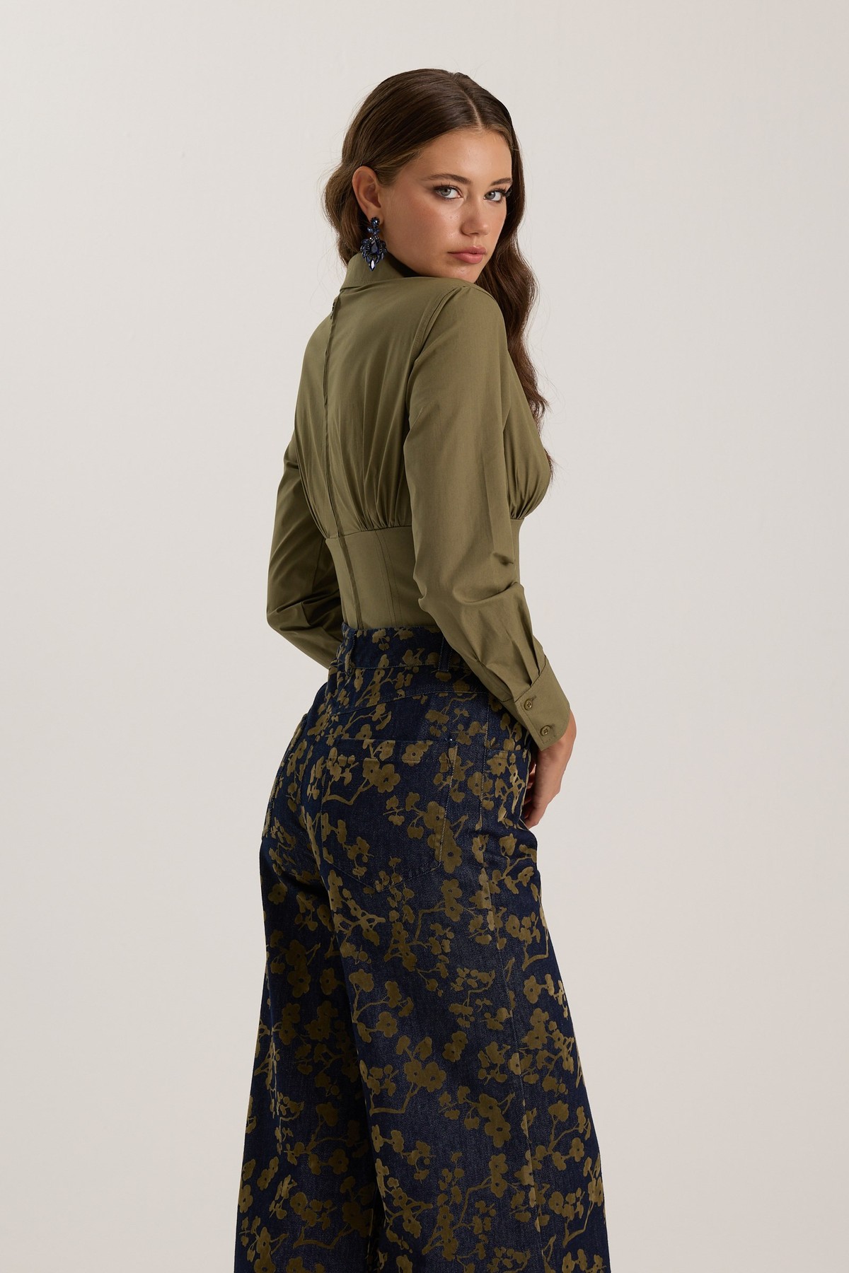 Nok Signature Alexandra Waist Corset Shirt Khaki