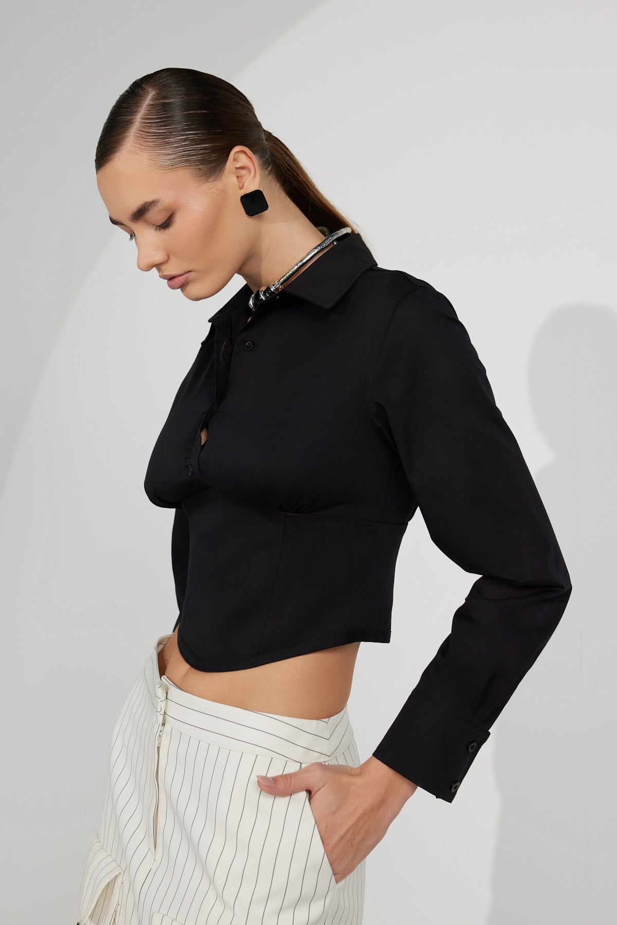 Nok Signature Alexandra Waist Corset Shirt Black