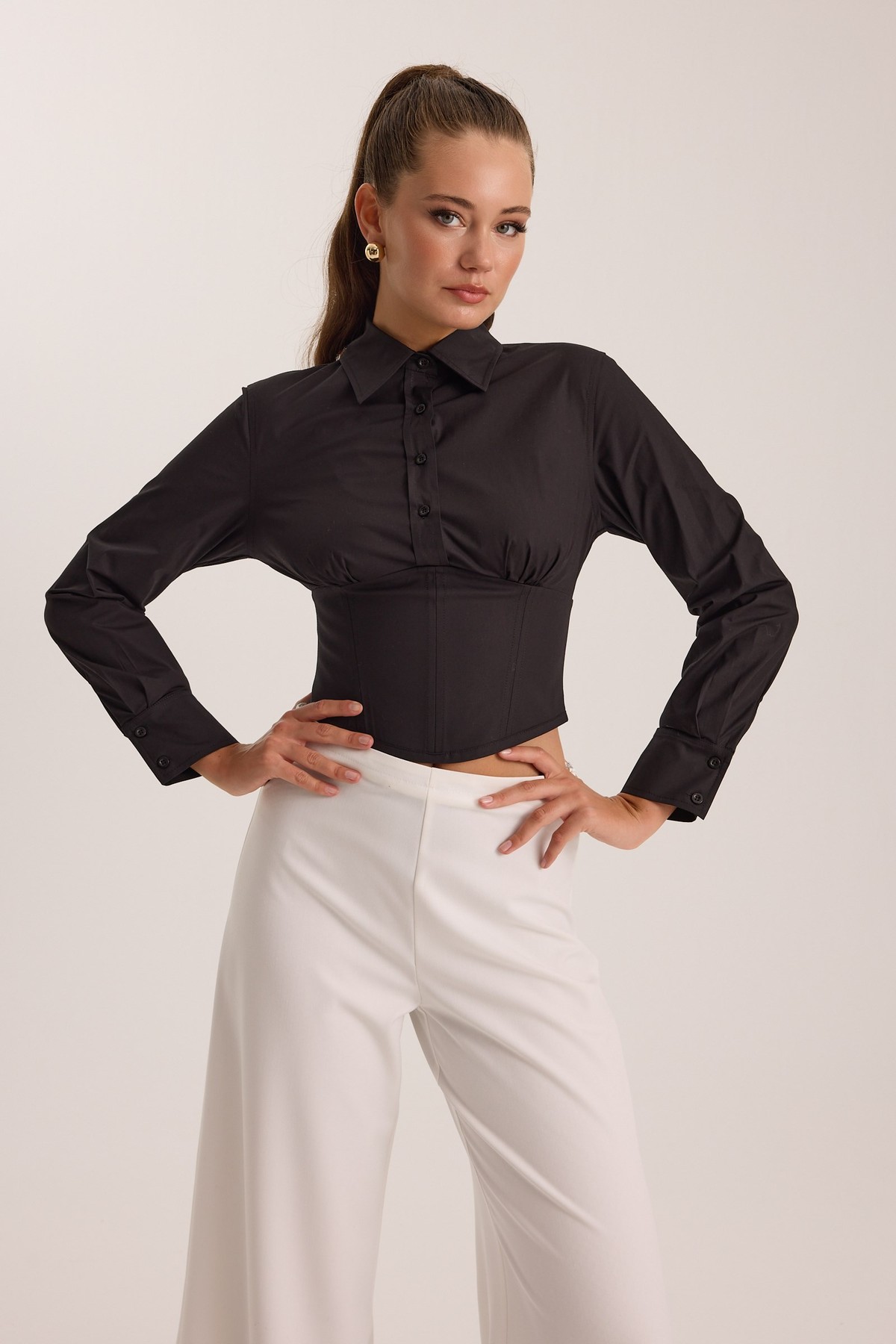 Nok Signature Alexandra Waist Corset Shirt Black