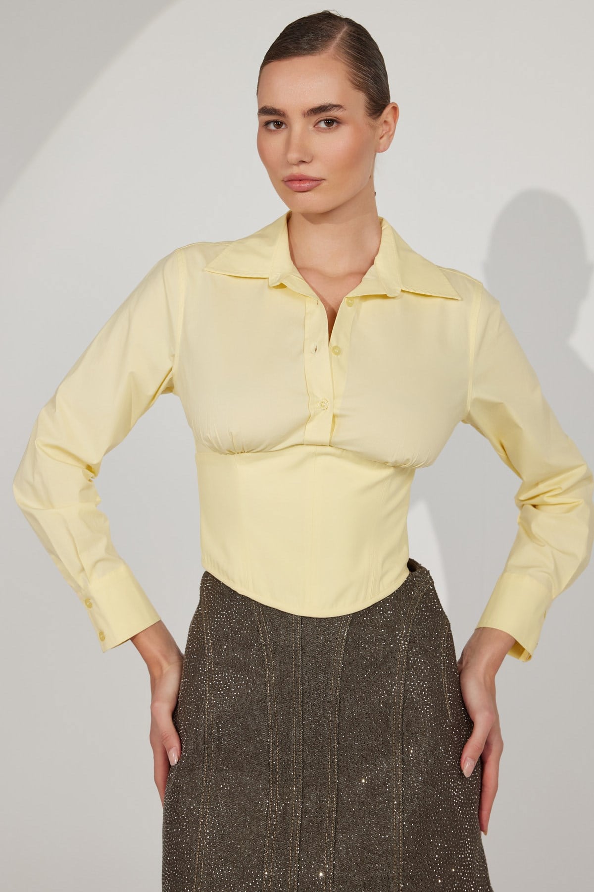 Nok Signature Alexandra Waist Corset Shirt Yellow