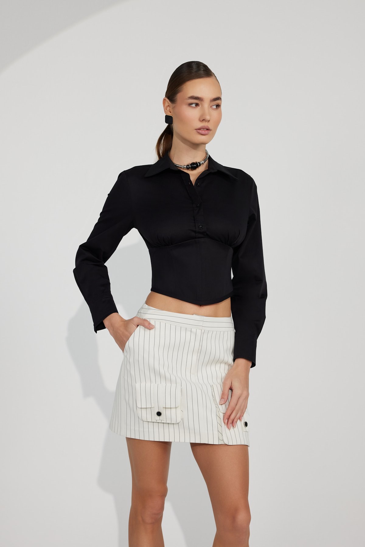 Nok Signature Alexandra Waist Corset Shirt Black