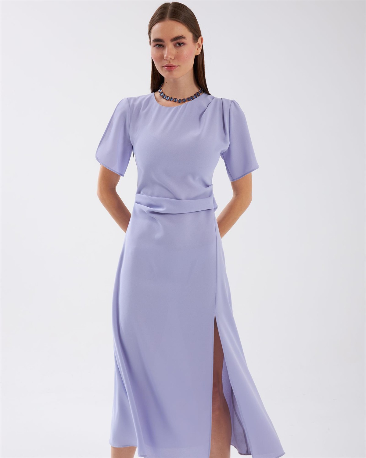 Nok Star Serisi Maxi Boy Elbise Lila