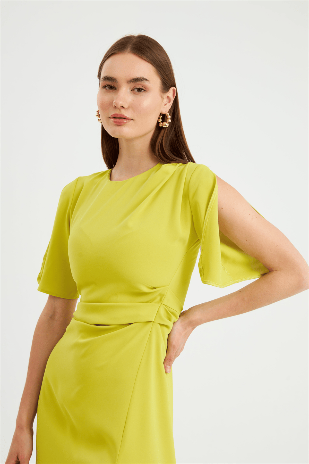Nok Star Serisi Maxi Boy Elbise Lime