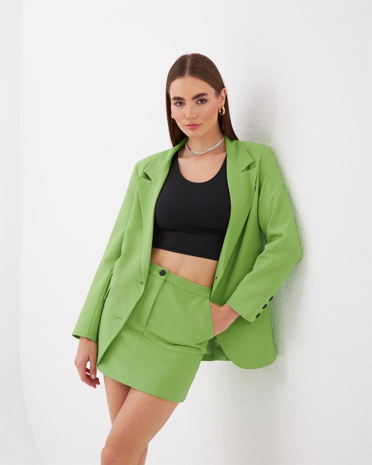 Oversize Blazer Jacket Yeşil