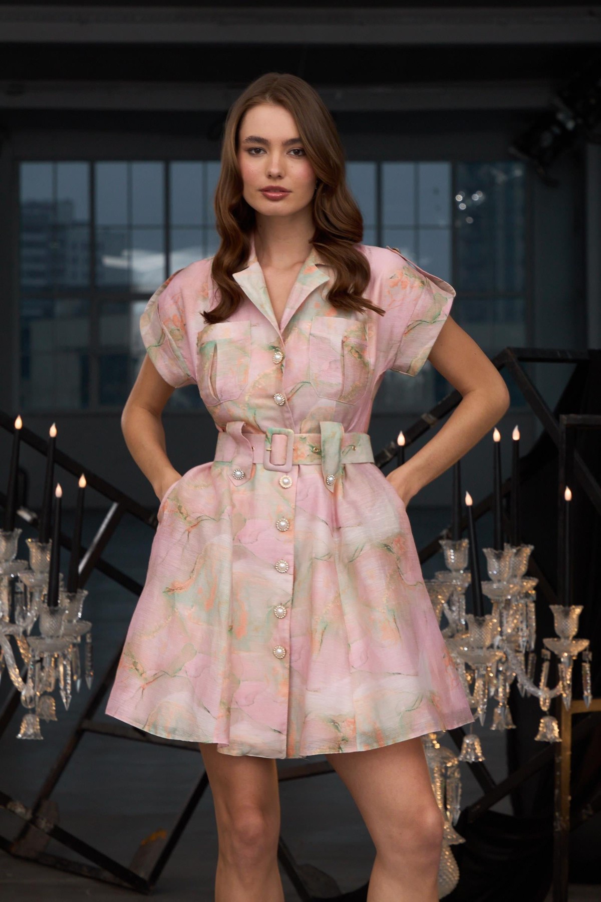 Pearl Touch Marble Dress DESENLİ