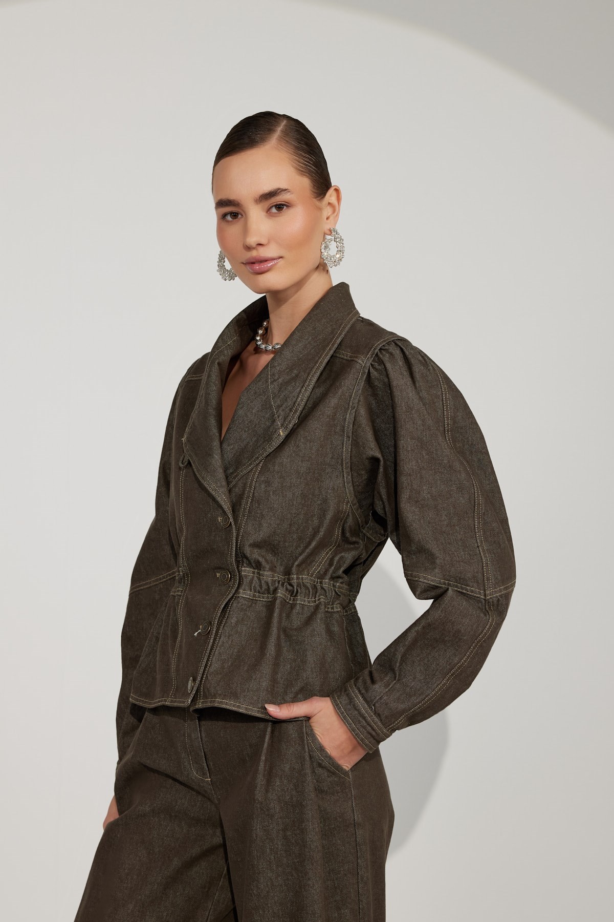 Power Denim Jacket Brown