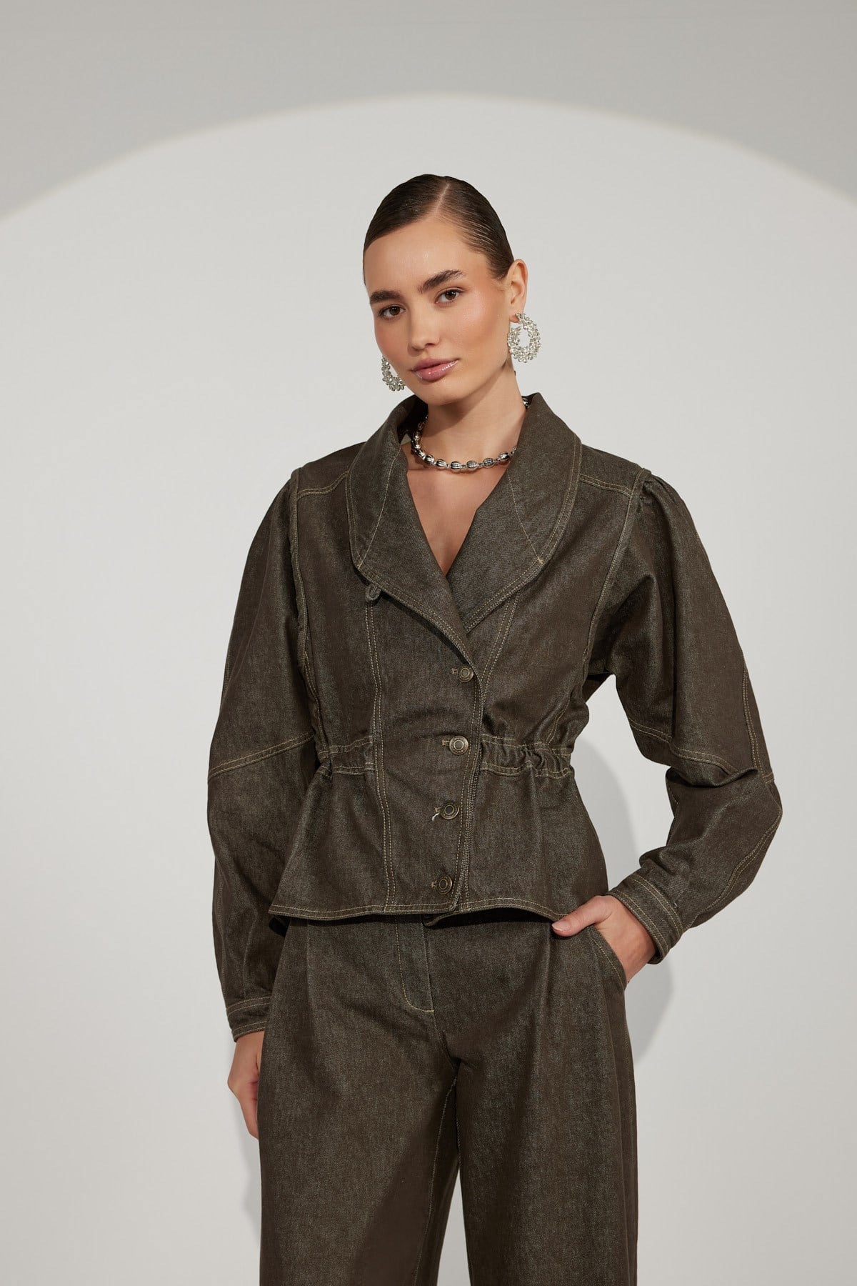 Power Denim Jacket Brown