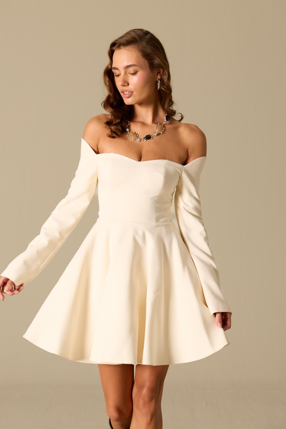Princess Dream Mini Elbise Ekru