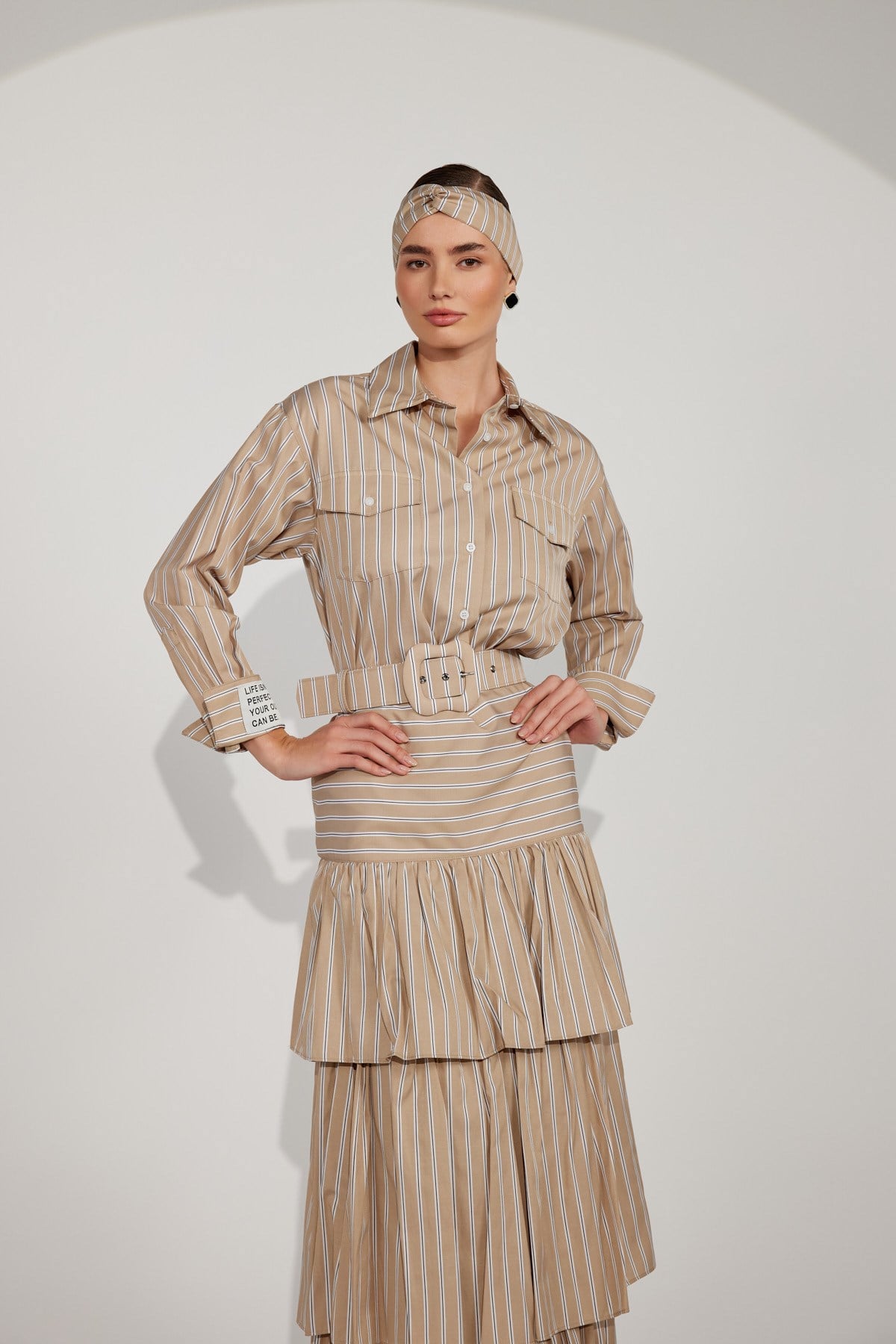 Queen Breeze Maxi Skirt&Belt Beige