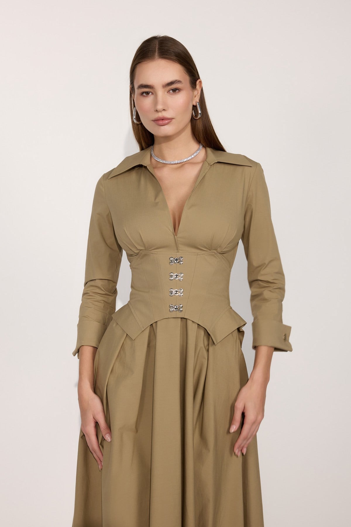 Queen Corset Maxi Dress Bronze Brown