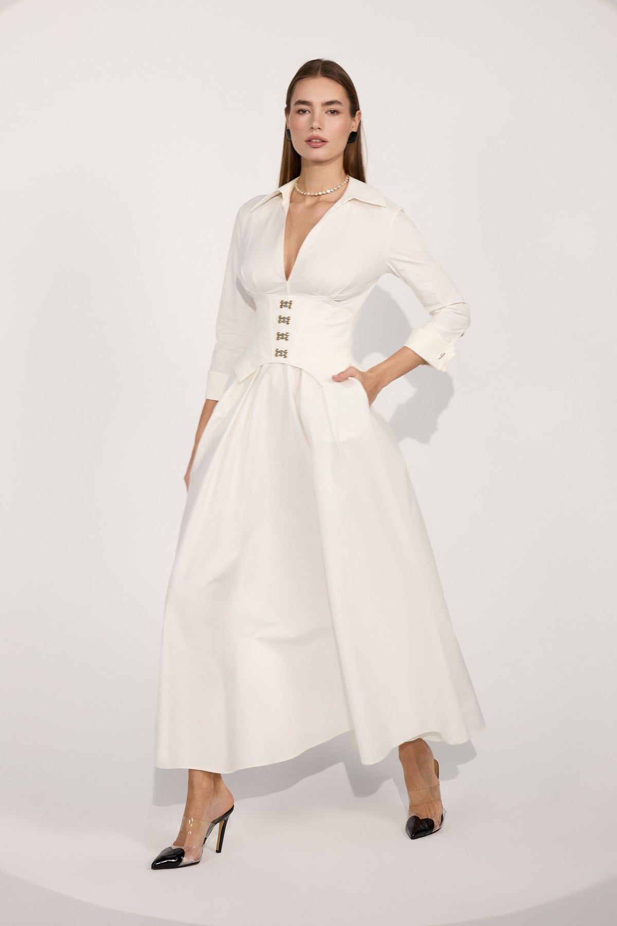 Queen Corset Maxi Dress Ecru