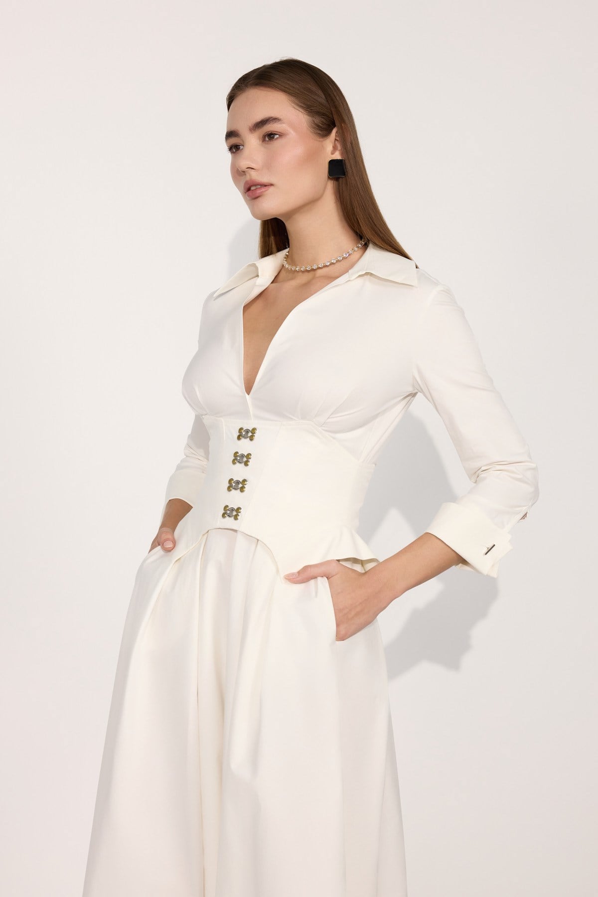 Queen Corset Maxi Dress Ecru