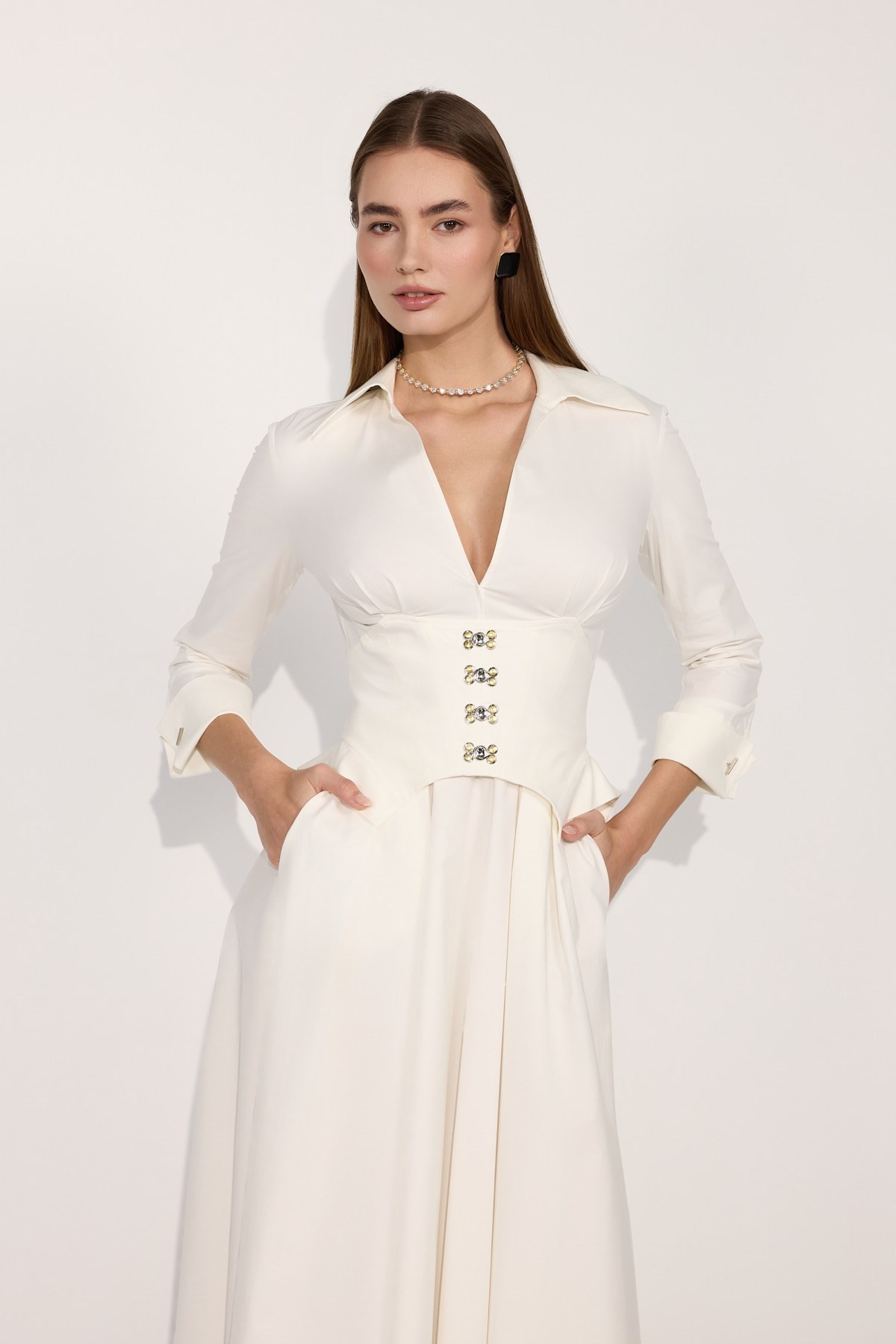 Queen Corset Maxi Dress Ecru