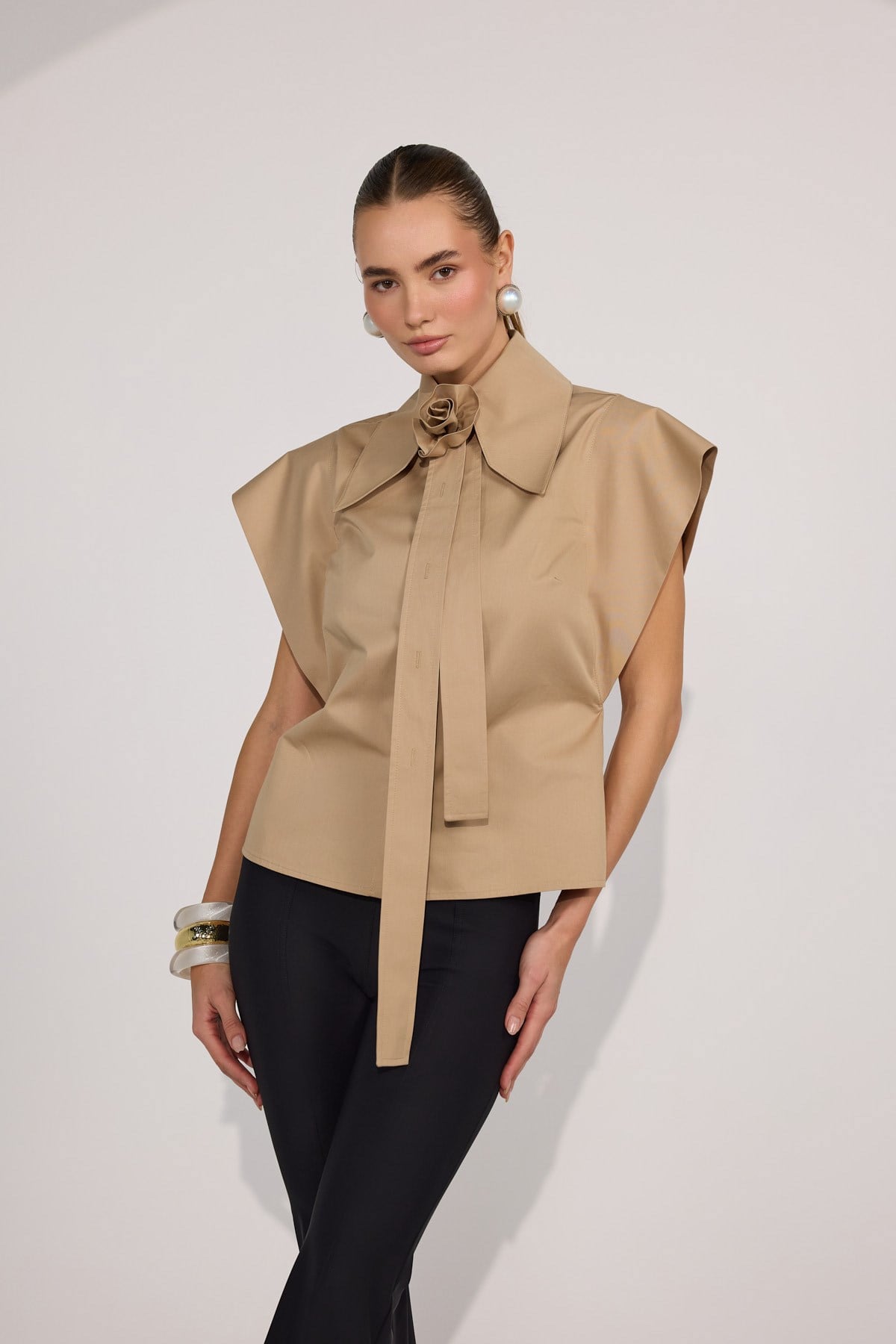 Queen Rose Blouse Bronze Brown