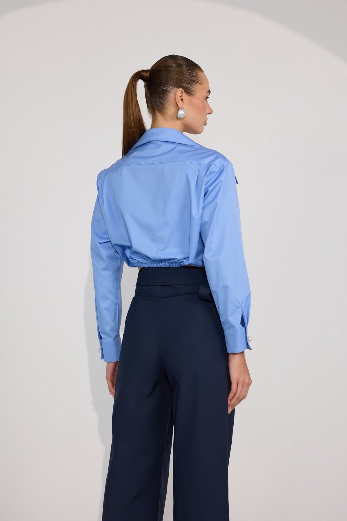 Regal Crop Blouse Blue