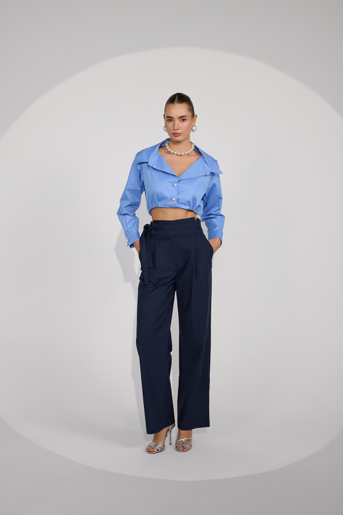Regal Crop Blouse Blue