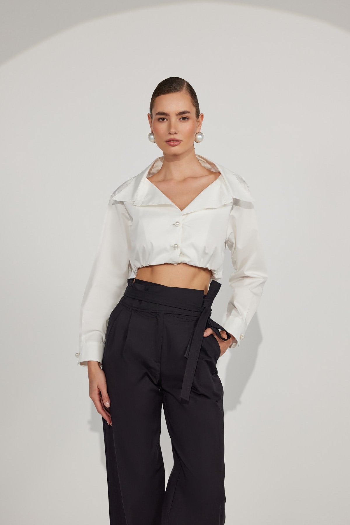 Regal Crop Blouse White