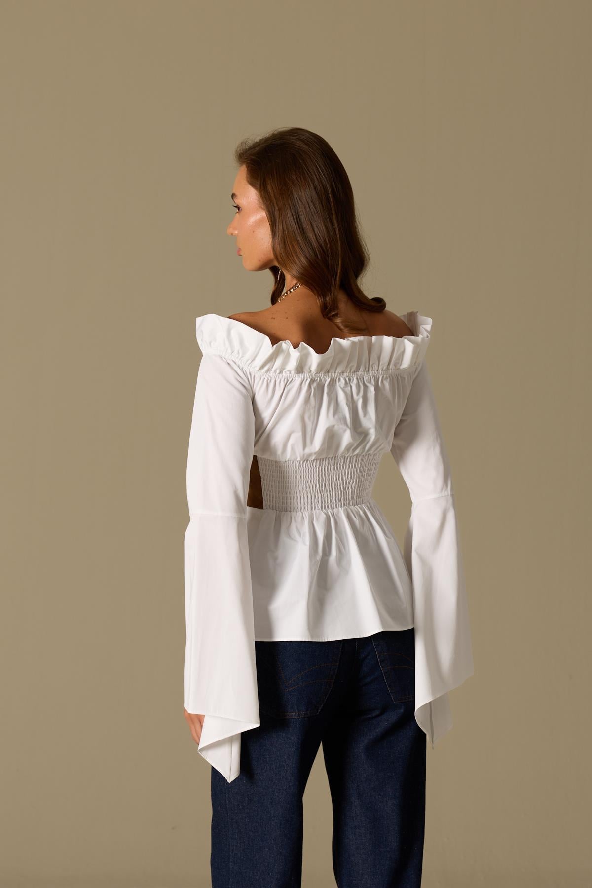 Retro Corset Tale Elastic 100% Cotton Shirt Bustier White