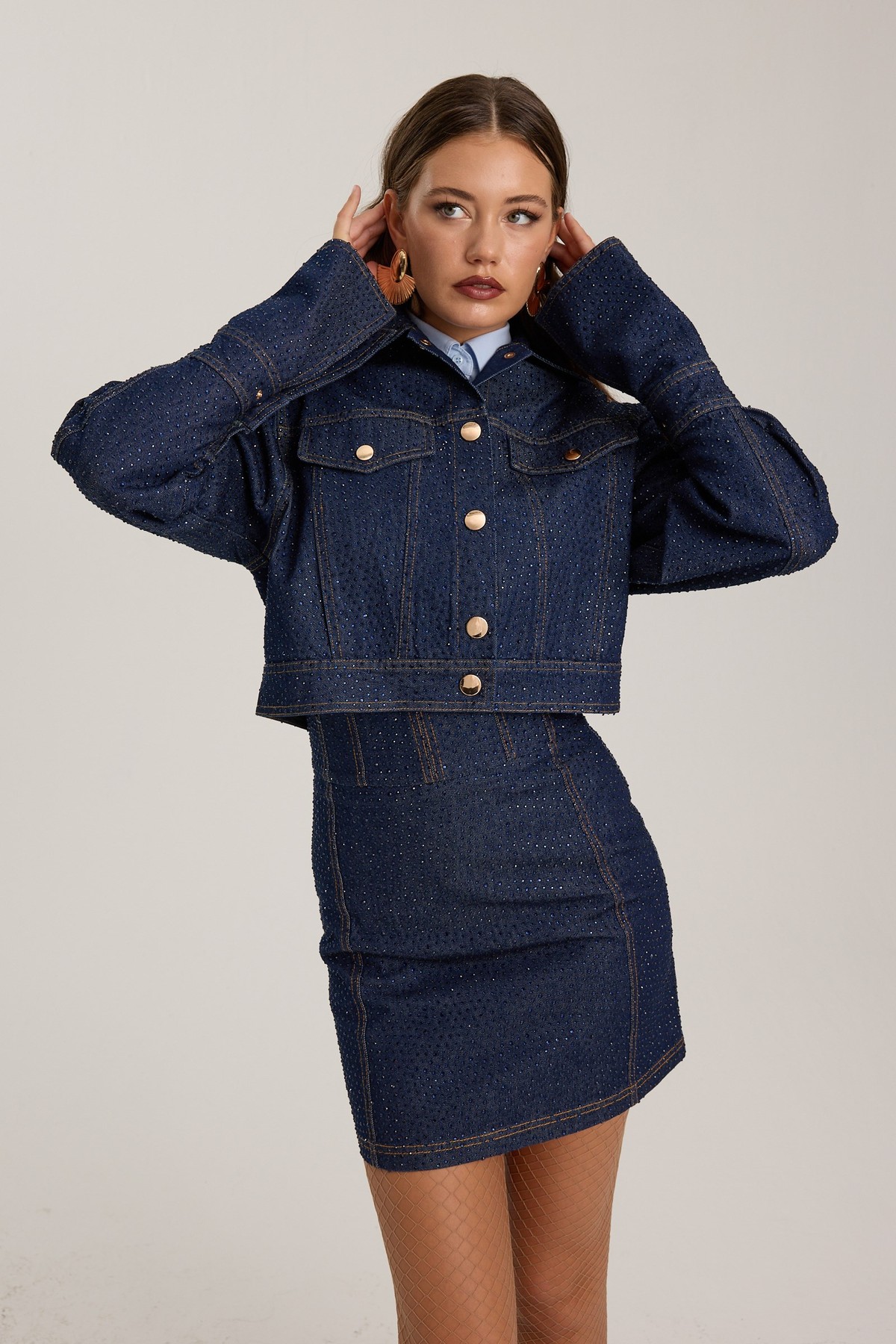 Samantha Crystal Denim Jacket DARK GREEN