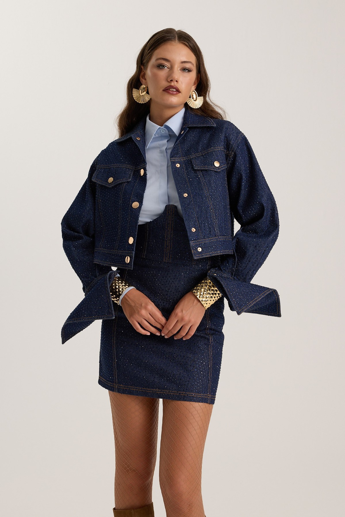 Samantha Crystal Denim Jacket DARK GREEN