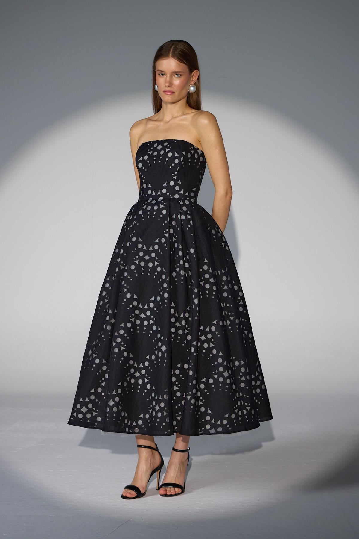 Seashell Touch Straplez Maxi Boy Elbise Siyah