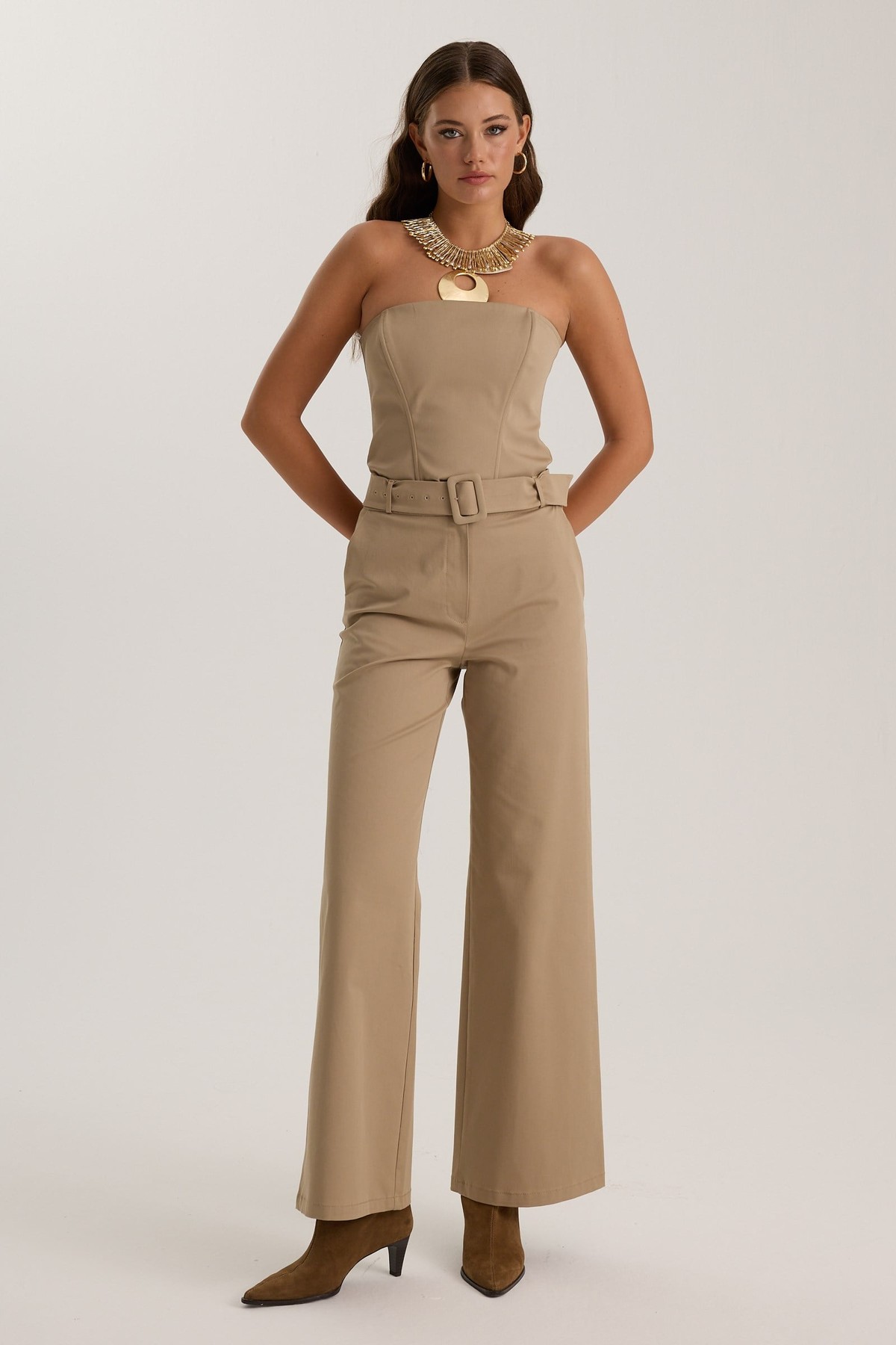 Selena Straight Cut Pant Beige