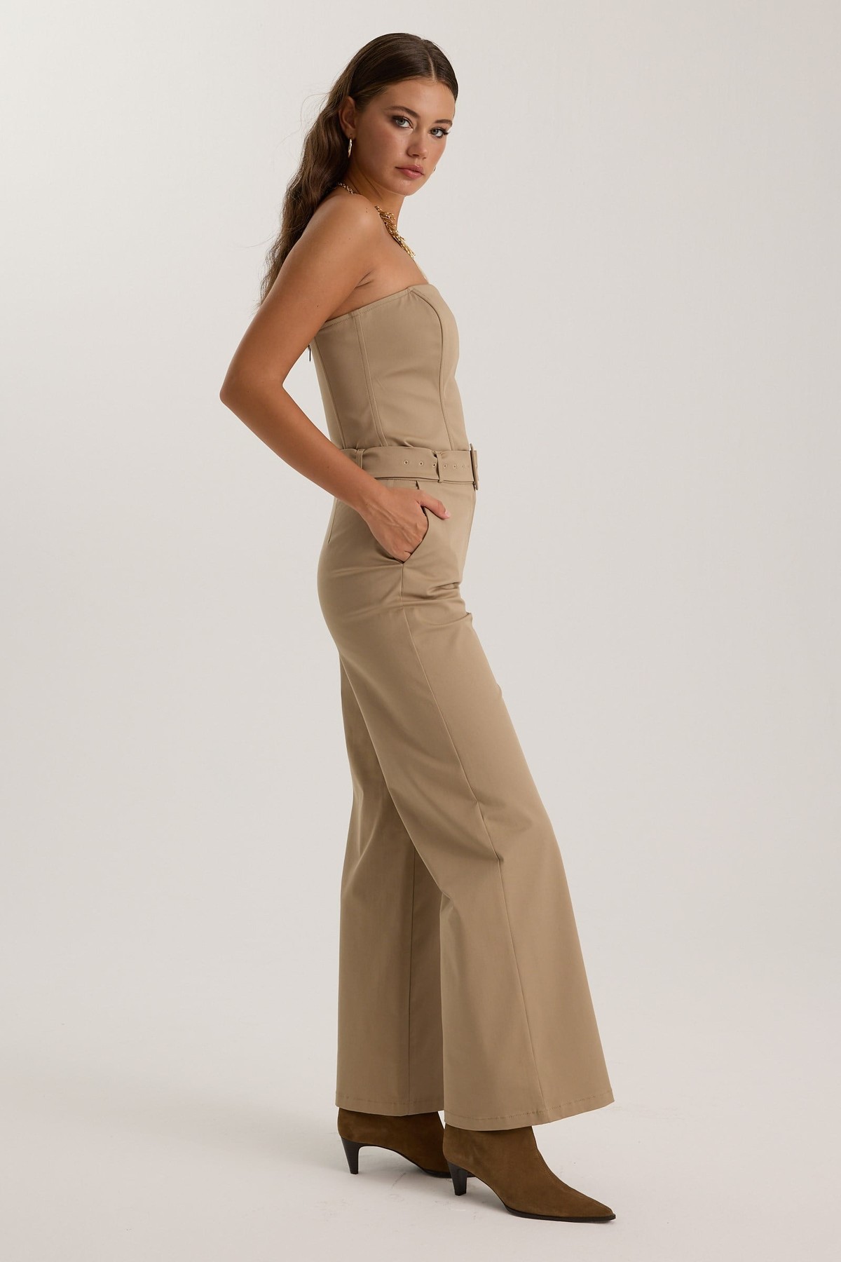 Selena Straight Cut Pant Beige